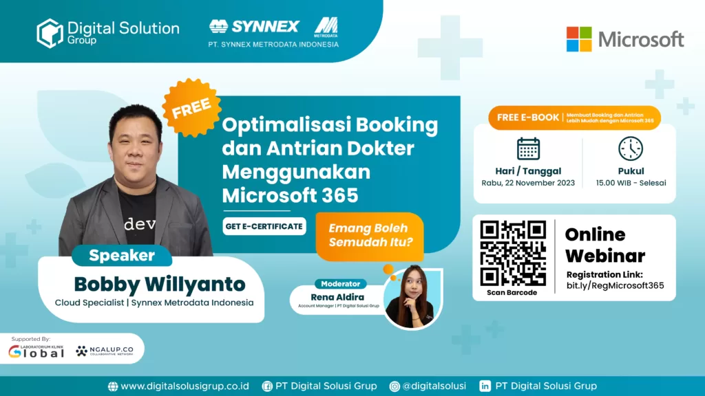 Banner Event Optimalisasi Booking dan Antrian Dokter Menggunakan Microsoft 365, Emang Boleh Semudah Itu?